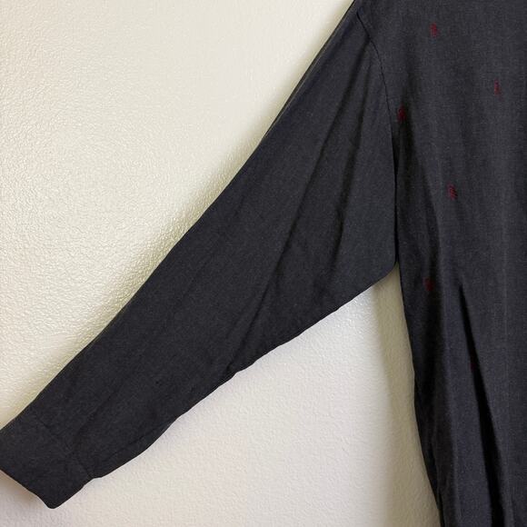 Basco All American Dress Shirt Mens Small Gray Wool Long Sleeve Button Up Xmas - Picture 7 of 9